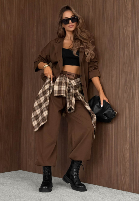 Rainy Ritual Chocolate-Colored Viscose Hoodie and Pants Set