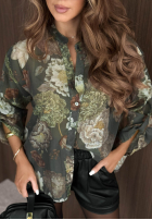 Lekka koszula w kwiaty Fall Bloom khaki
