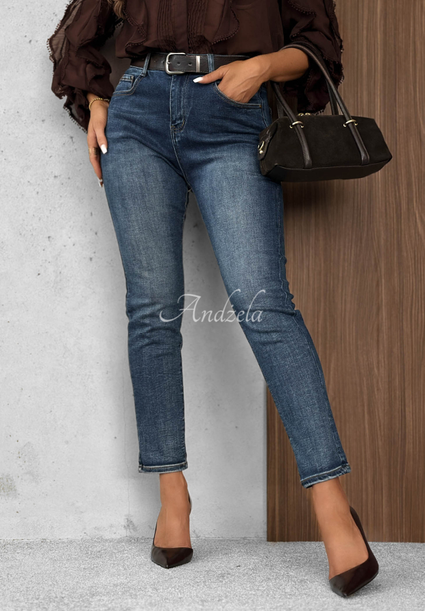 Spodnie jeansowe z paskiem Something Simple niebieskie