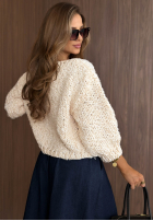 Ozdobnie pleciony sweter Chic Darling beżowy