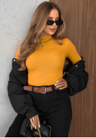 Bluzka longsleeve z półgolfem Femme Desire czekoladowa