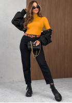 Bluzka longsleeve z półgolfem Femme Desire czekoladowa