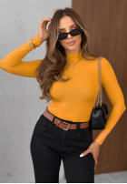 Bluzka longsleeve z półgolfem Femme Desire czekoladowa