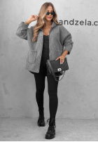 Kurtka kożuszek z kapturem i kieszeniami Warm Comfort szara