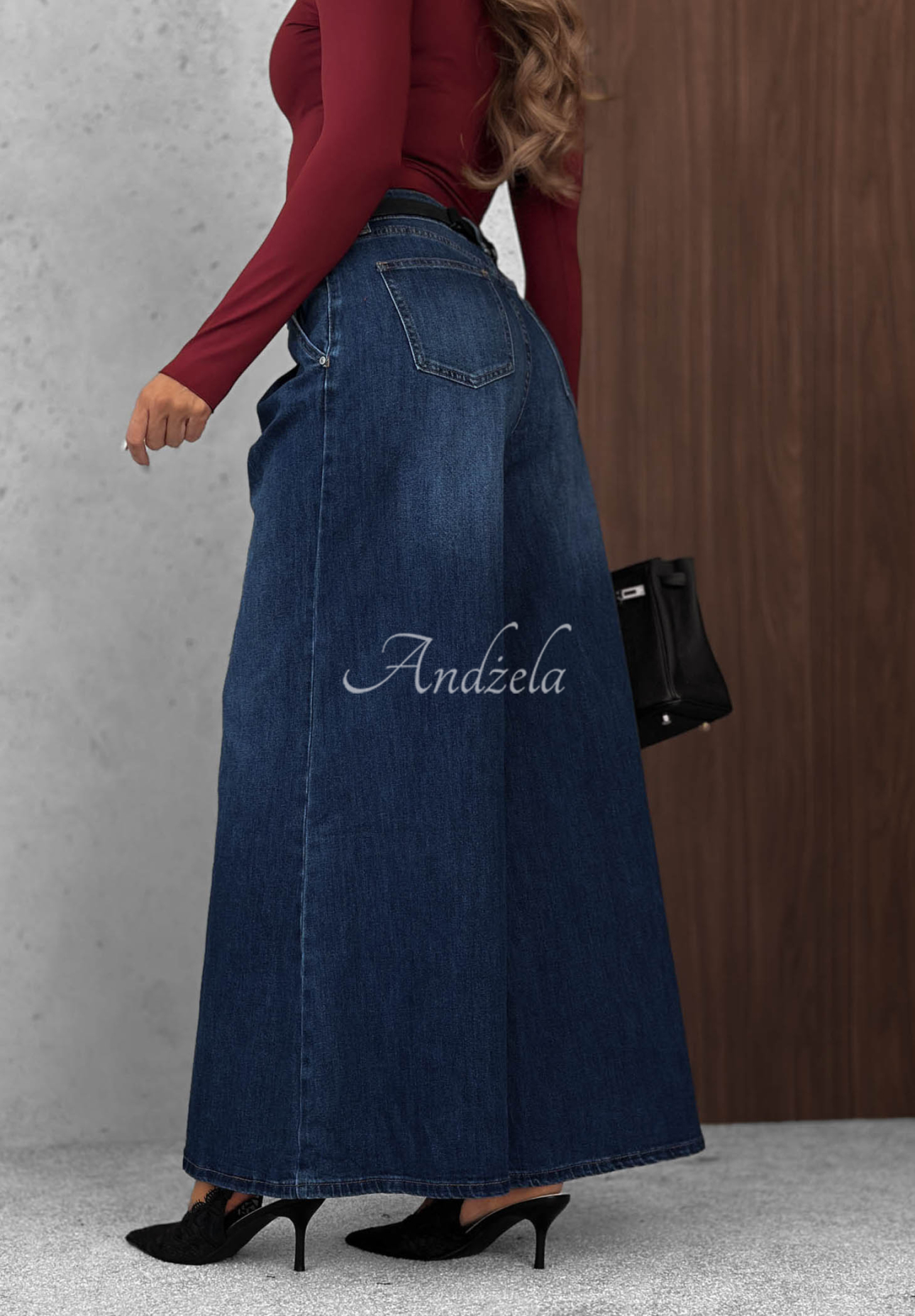 Spodnie jeansowe wide leg Quiet Tones ciemnoniebieskie