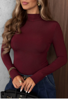 Bluzka longsleeve z półgolfem Femme Desire czekoladowa