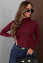 Bluzka longsleeve z półgolfem Femme Desire czekoladowa