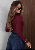 Bluzka longsleeve z półgolfem Femme Desire czekoladowa