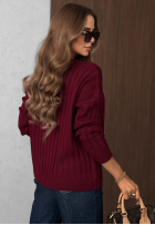 Prążkowany sweter z jeansowymi kieszeniami Cozy Grace czekoladowy