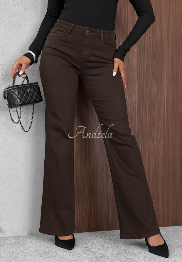 Foggy Day Chocolate-Colored Bell-Bottom Jeans