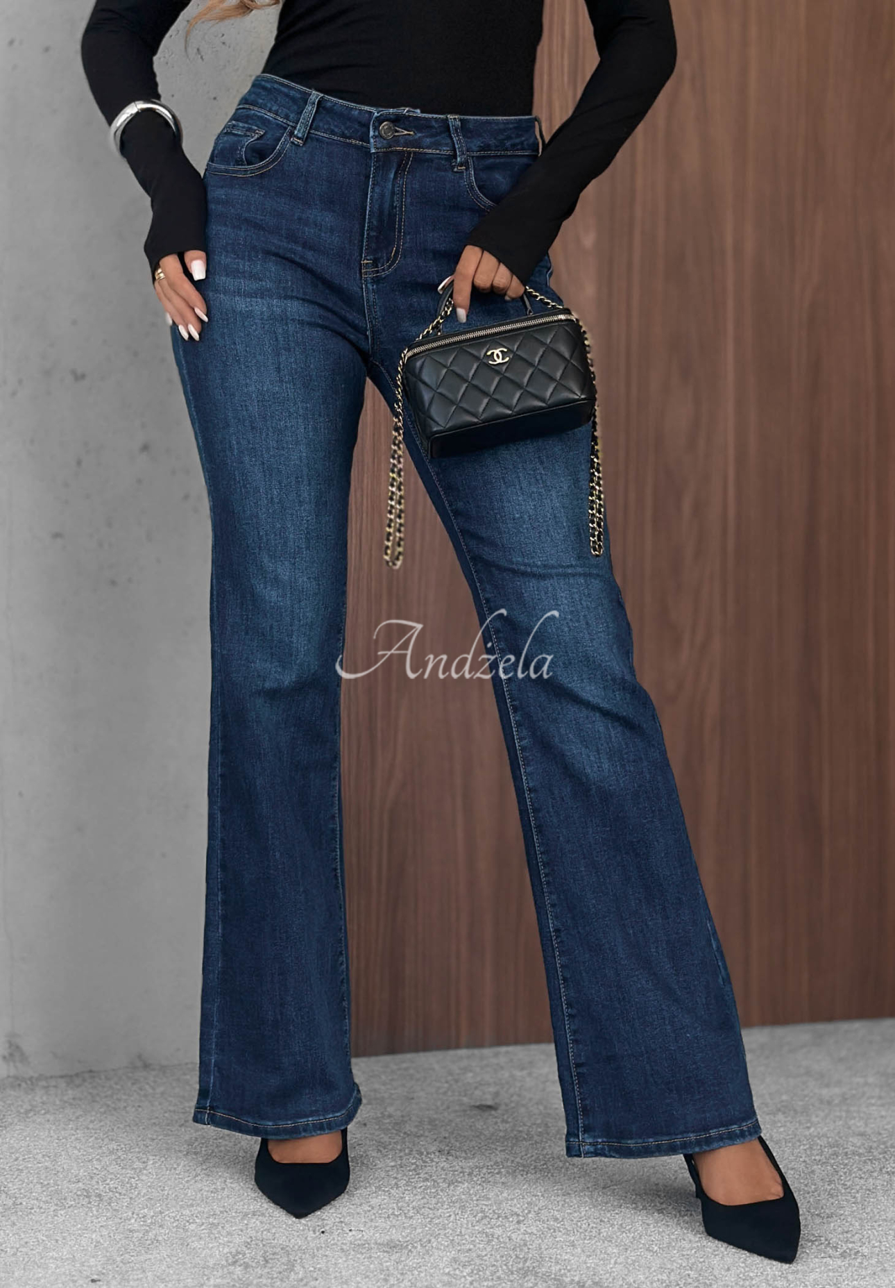 Foggy Day Blue Bell-Bottom Jeans