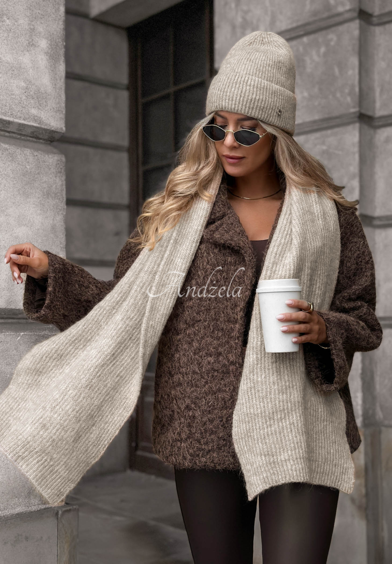 Snowfall Charm Scarf with Merino Wool and Mohair, Gray Melange