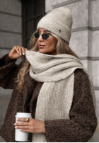 Czapka z wełną merino Snowfall Charm beżowa