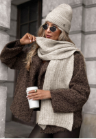 Czapka z wełną merino Snowfall Charm beżowa