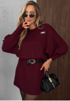 Dzianinowa sukienka oversize z paskiem Soft Dream czekoladowa