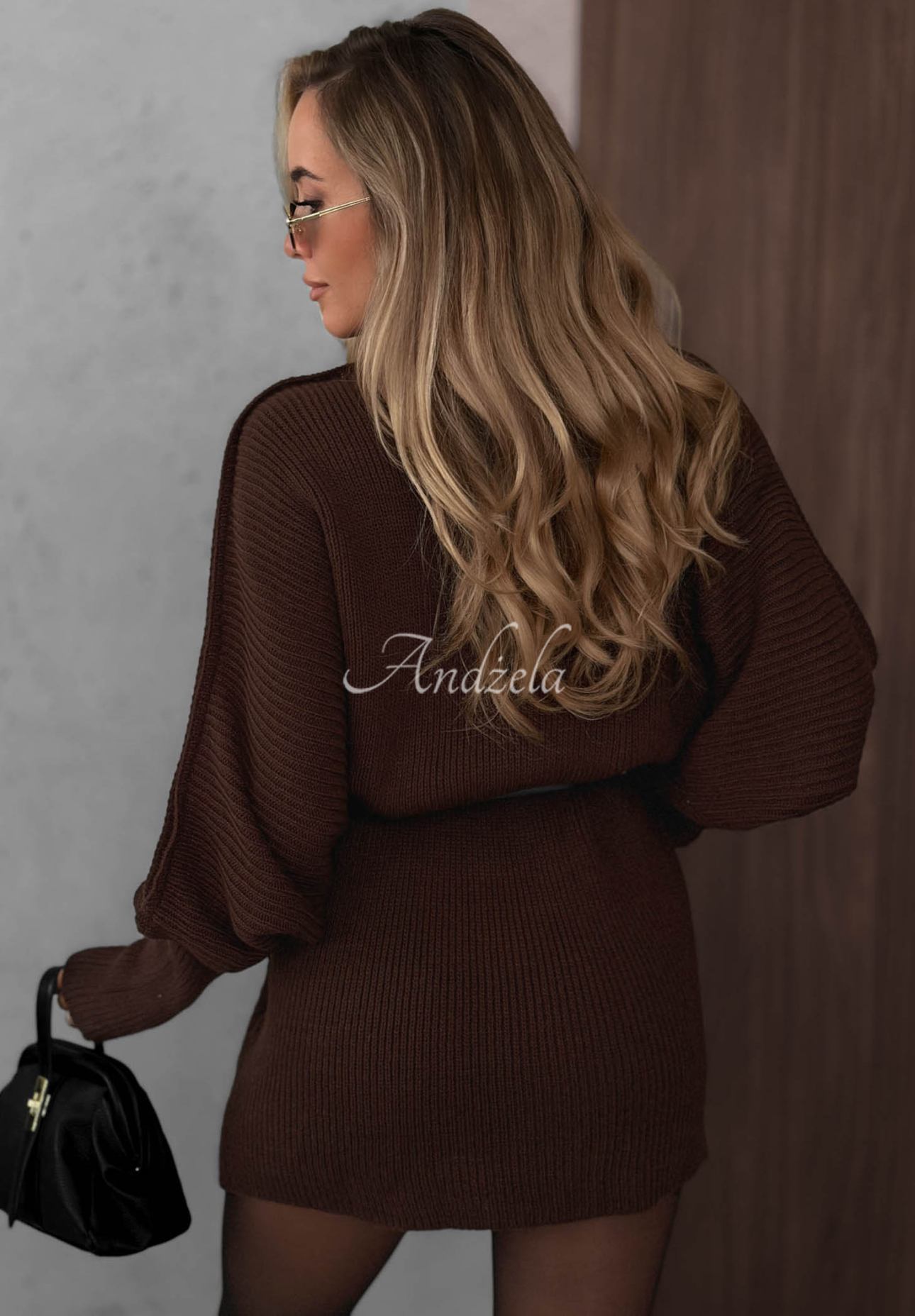 Soft Dream Oversized Knit Dress with Wool and Mohair in Chocolate