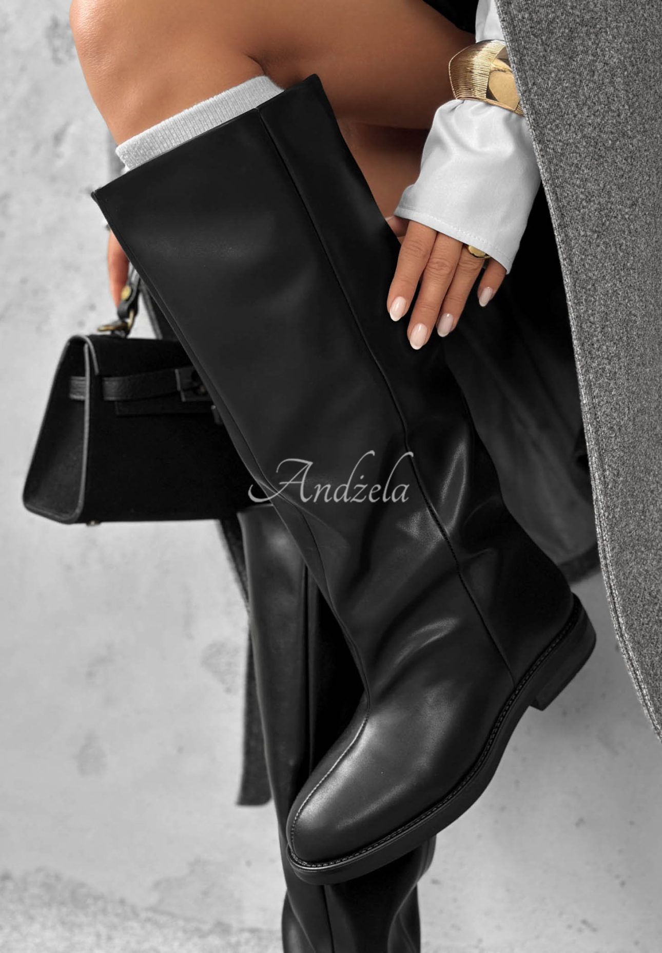 Hazelnut Days Black Leather Knee-High Boots
