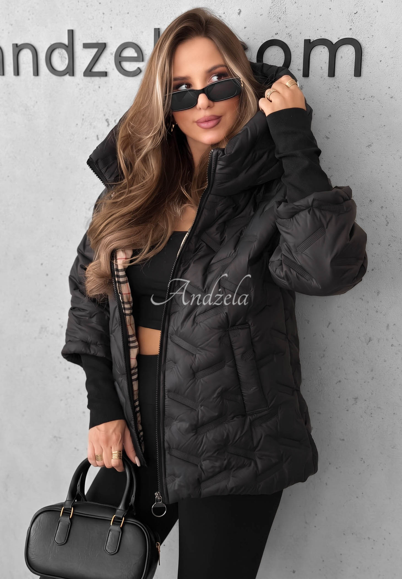 Autumn Edge Black Quilted Hooded Jacket