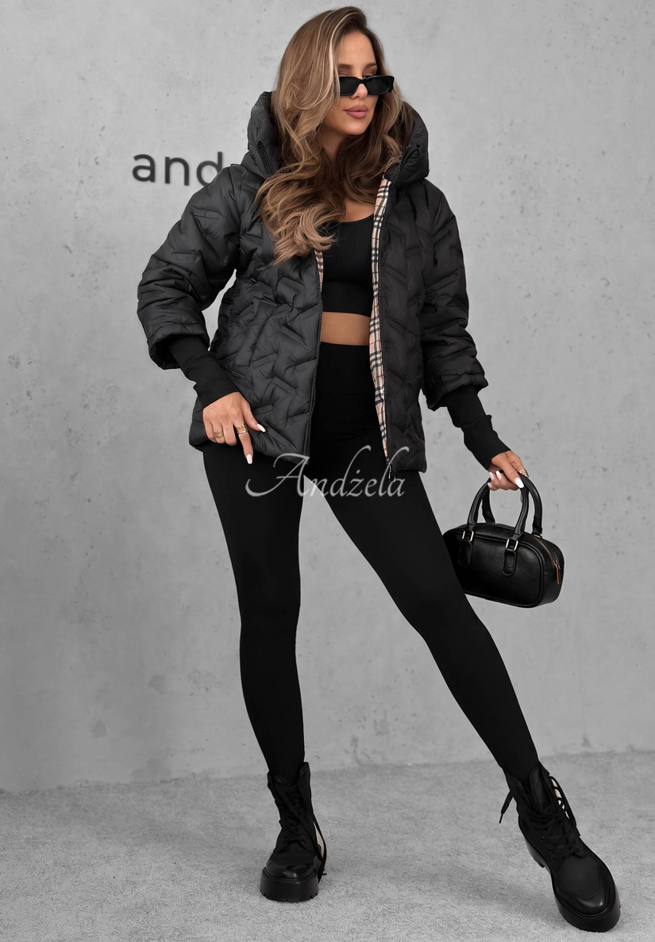 Autumn Edge Black Quilted Hooded Jacket