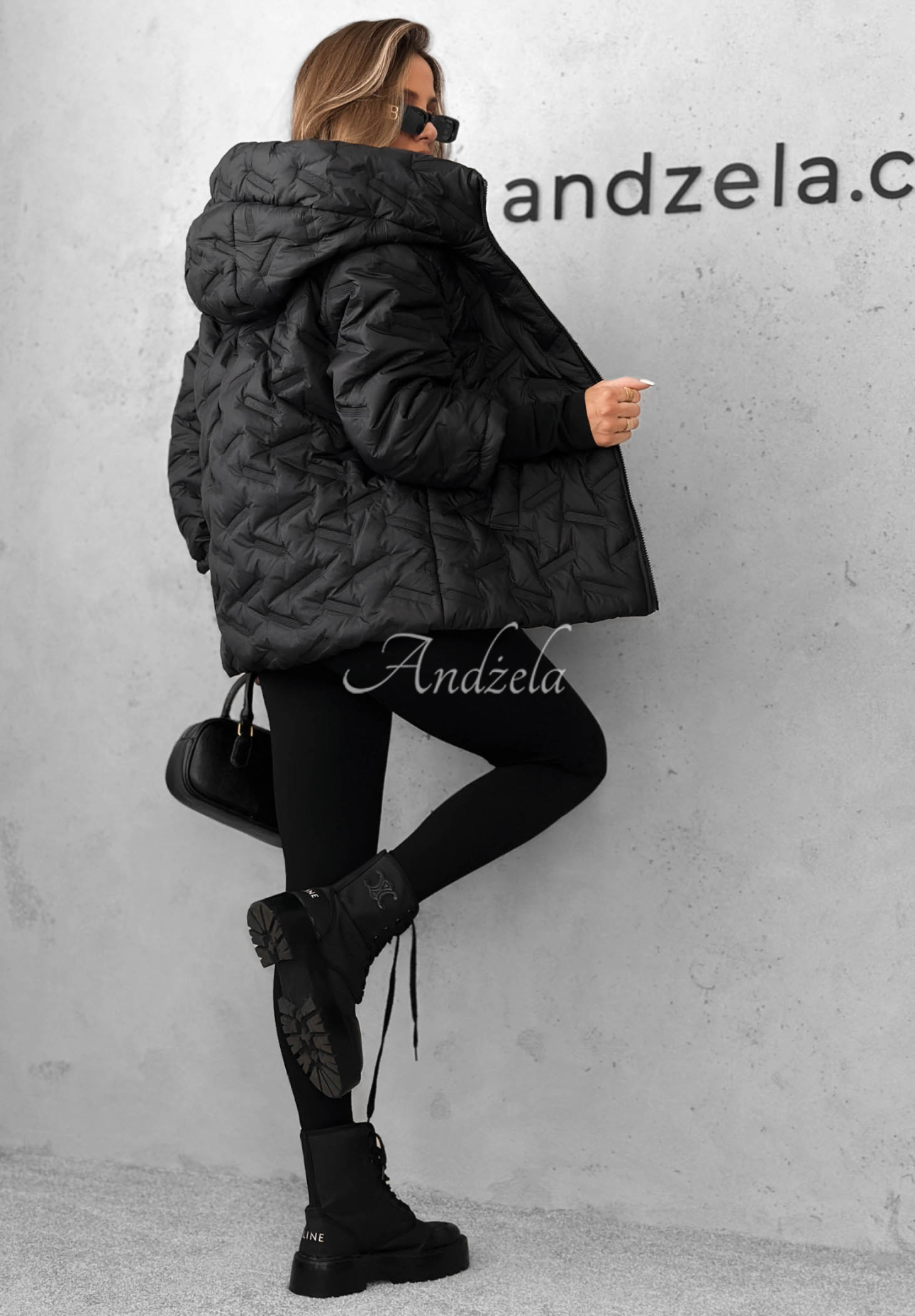 Autumn Edge Black Quilted Hooded Jacket