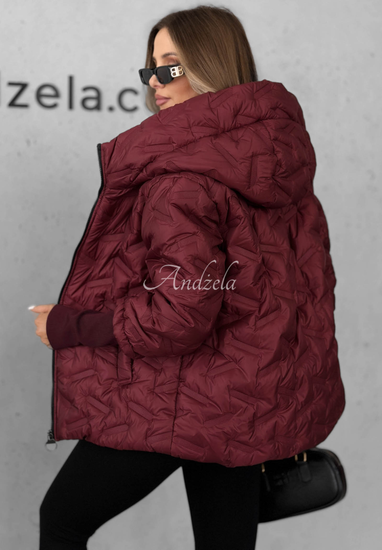 Autumn Edge Burgundy Quilted Hooded Jacket