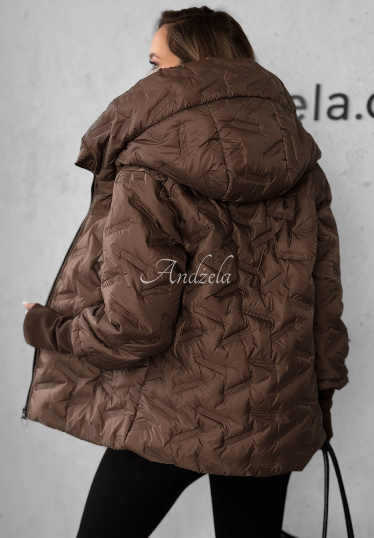 Autumn Edge Chocolate-Colored Quilted Hooded Jacket