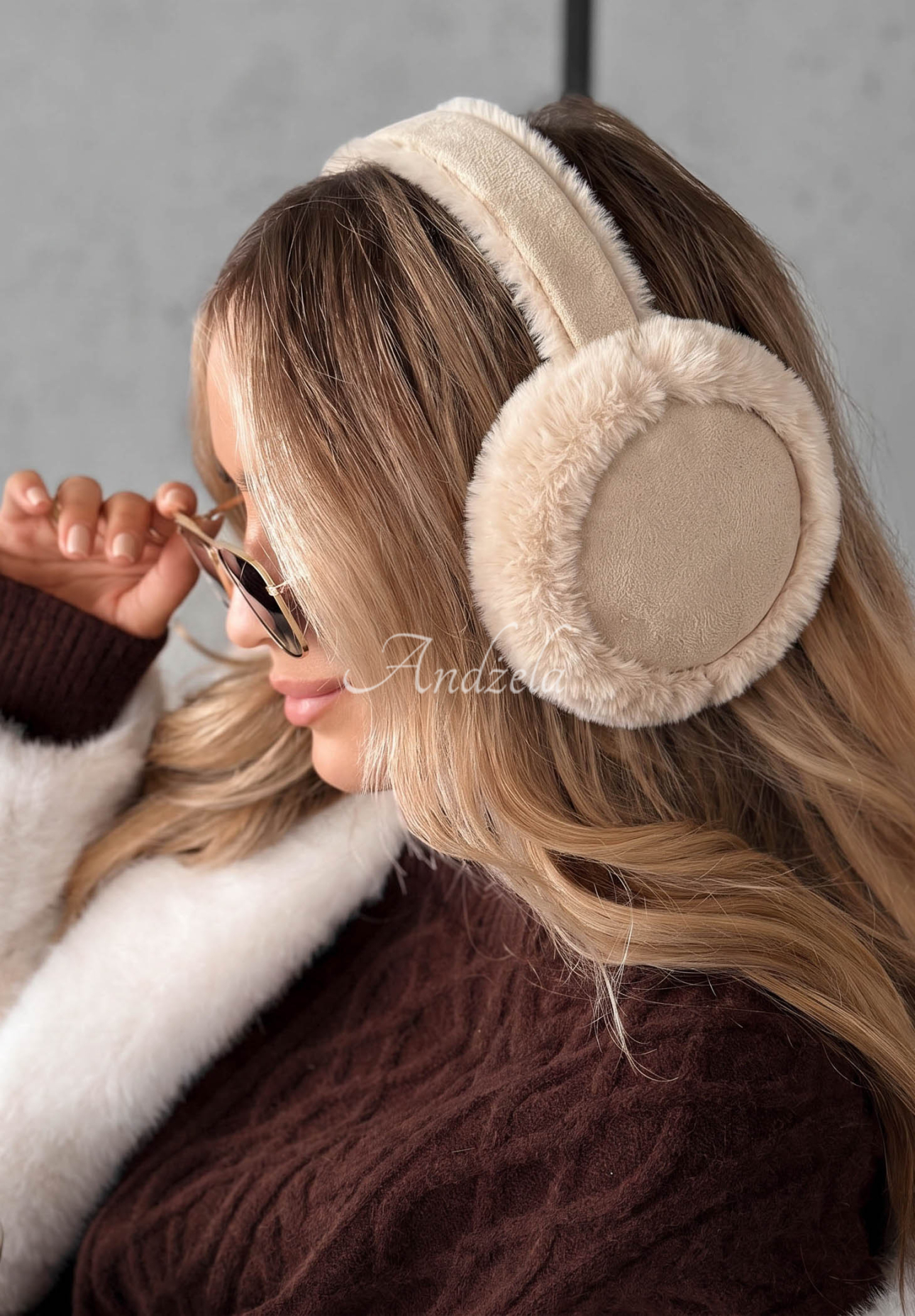 Frosty Days Beige Fur-Lined Earmuffs