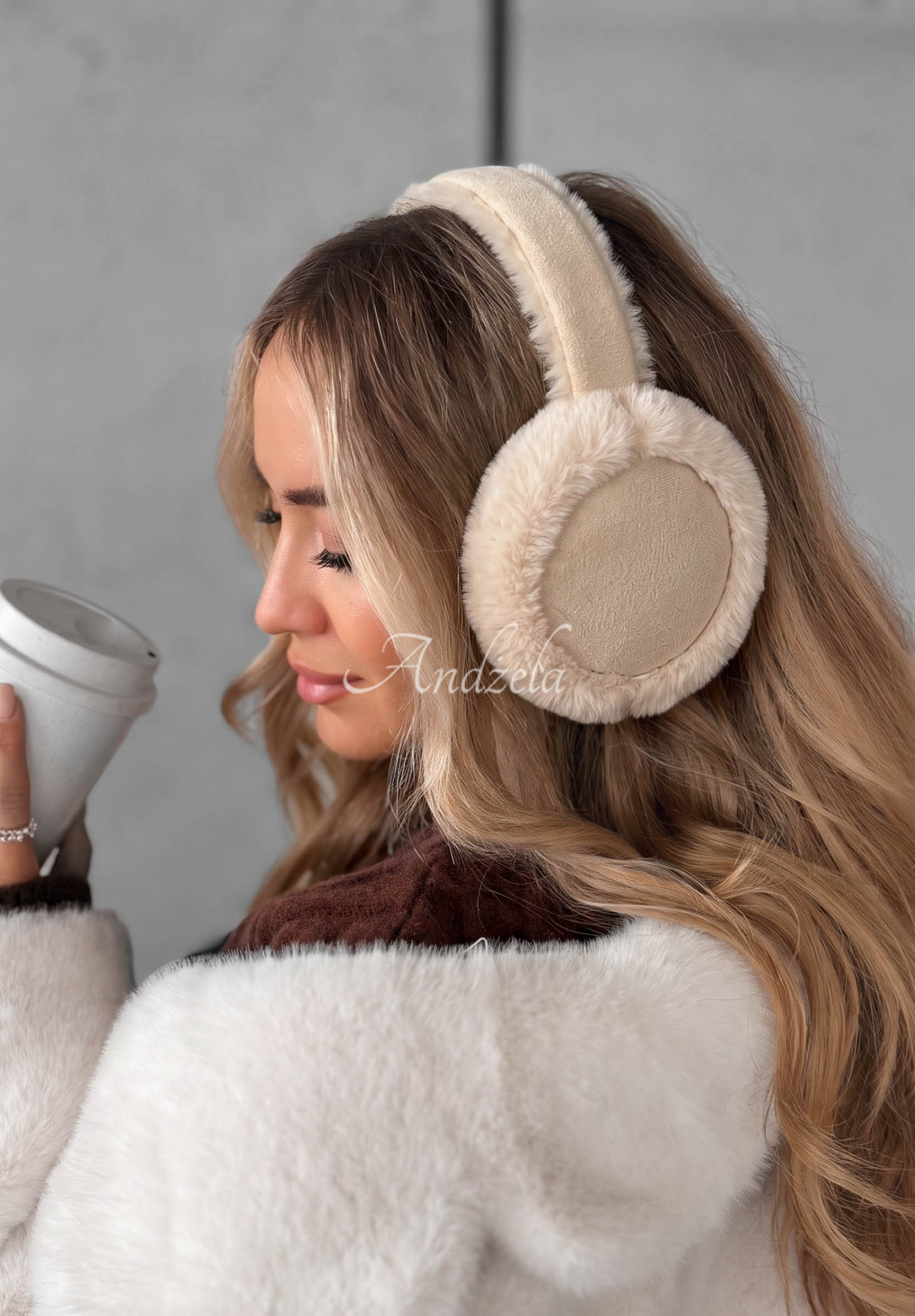 Frosty Days Beige Fur-Lined Earmuffs