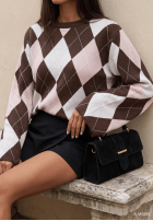Sweter dzwonek w romby Fluffy Dream czekoladowy
