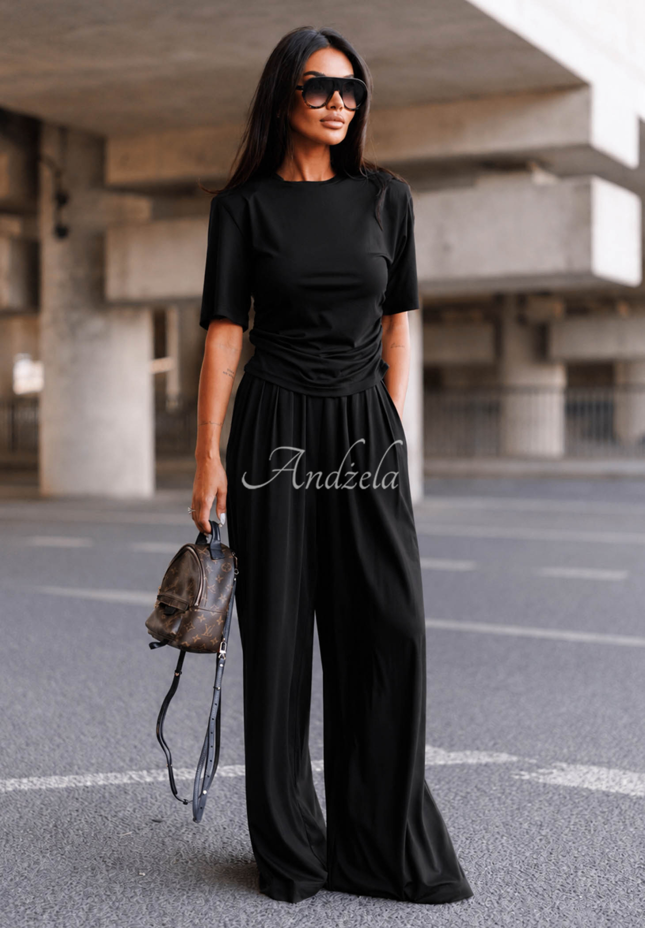 Maybe Tonight Black Short-Sleeve Ruched Viscose Blouse
