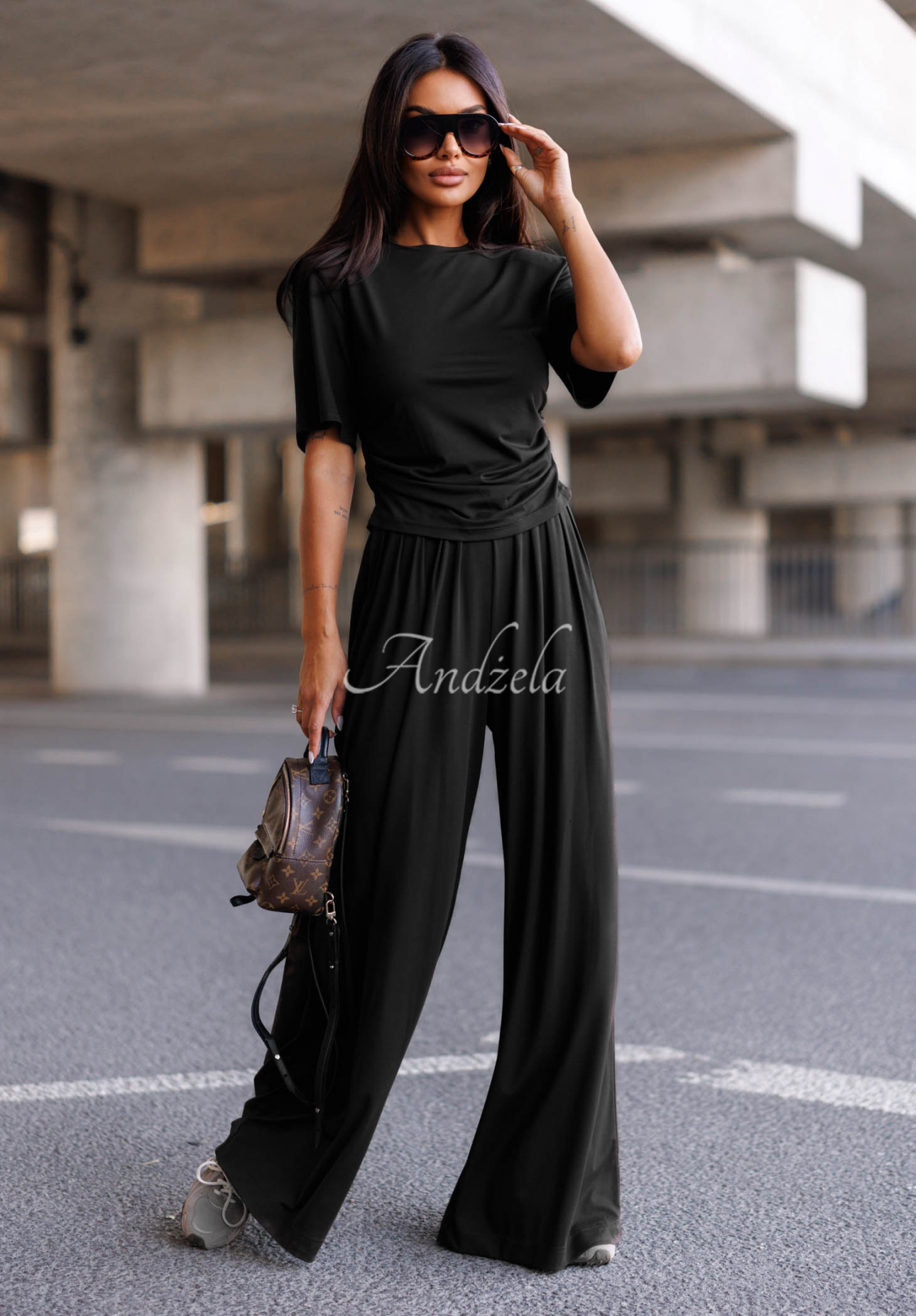Maybe Tonight Black Short-Sleeve Ruched Viscose Blouse