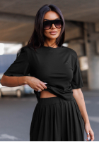 Komplet bluzka i spodnie wide leg Maybe Tonight śliwkowy