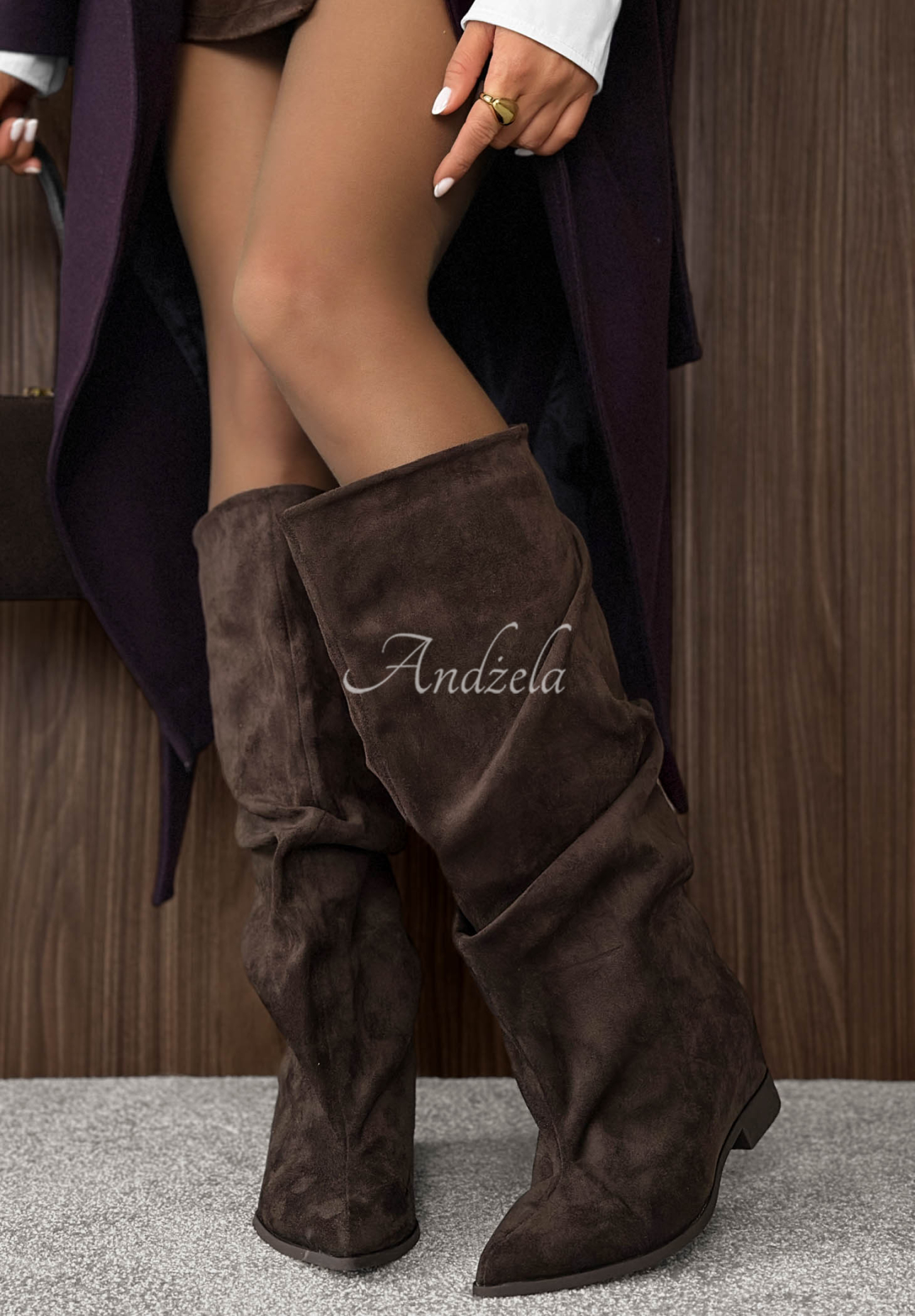 Daily Icon Chocolate-Colored Long Suede Boots