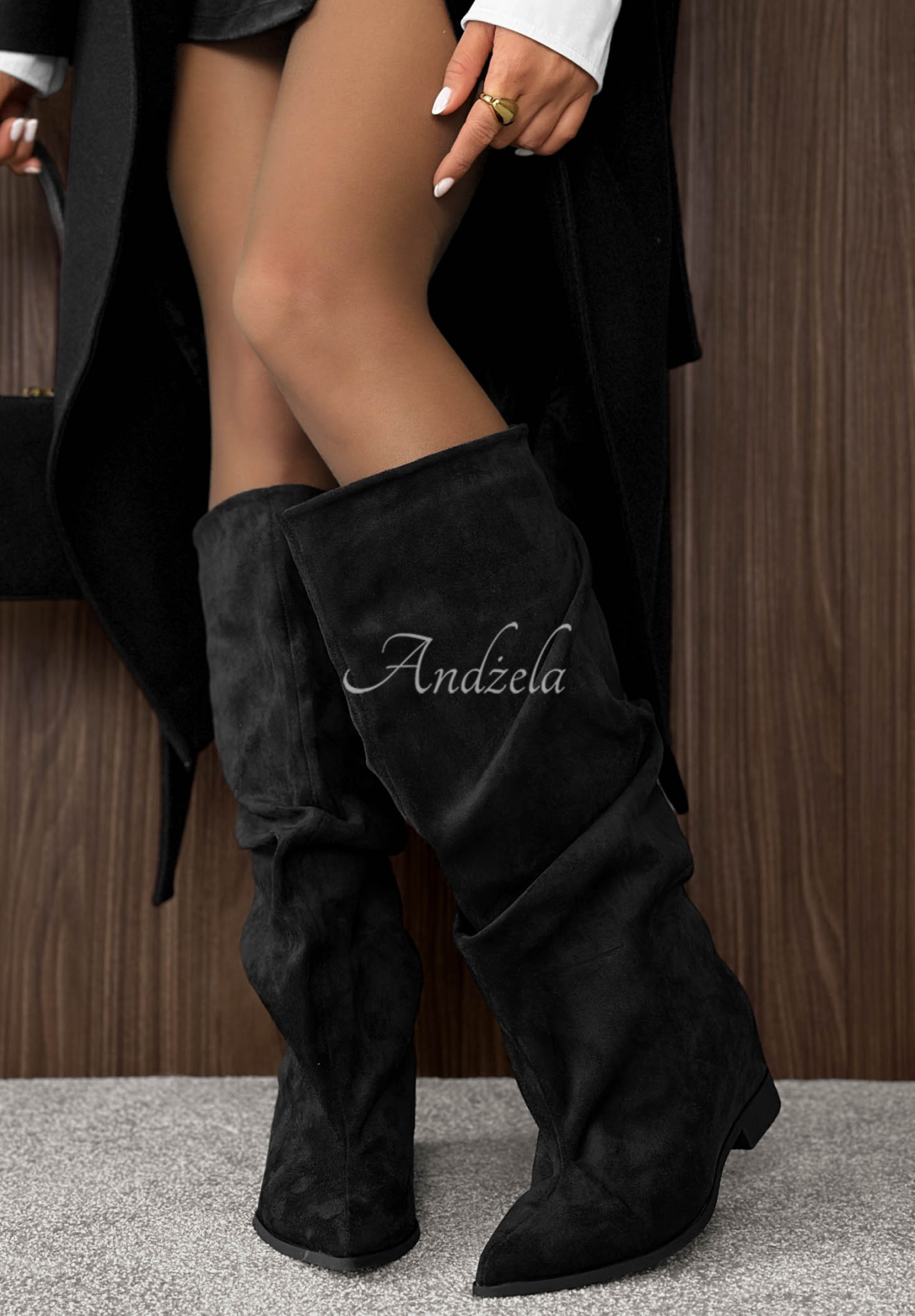 Daily Icon Long Black Suede Boots