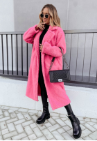 Długi Coat z imitacji kożucha Arctic in pink