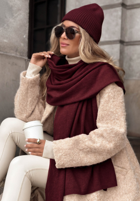 Arctic Romance Burgundy Wool and Cashmere Hat and Scarf Set