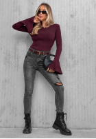 Spodnie jeansowe skinny z przetarciami Another Side ciemnoszare