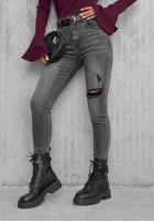 Spodnie jeansowe skinny z przetarciami Another Side ciemnoszare