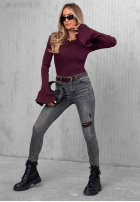 Spodnie jeansowe skinny z przetarciami Another Side ciemnoszare