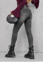Spodnie jeansowe skinny z przetarciami Another Side ciemnoszare