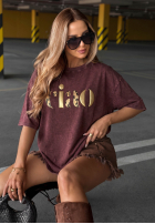 T-shirt z napisem Golden Ciao czekoladowy