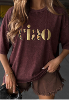 T-shirt z napisem Golden Ciao czekoladowy