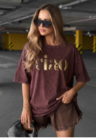 T-shirt z napisem Golden Ciao czekoladowy