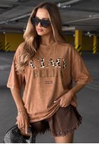 T-shirt z nadrukiem Ciao Beli camelowy