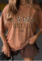 T-shirt z nadrukiem Ciao Beli camelowy