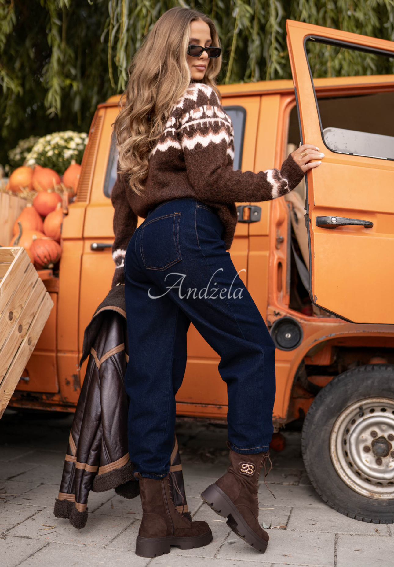 Half Sweet Chocolate-Colored Patterned Wool Sweater