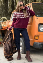 Sweter we wzory Half Sweet czekoladowy