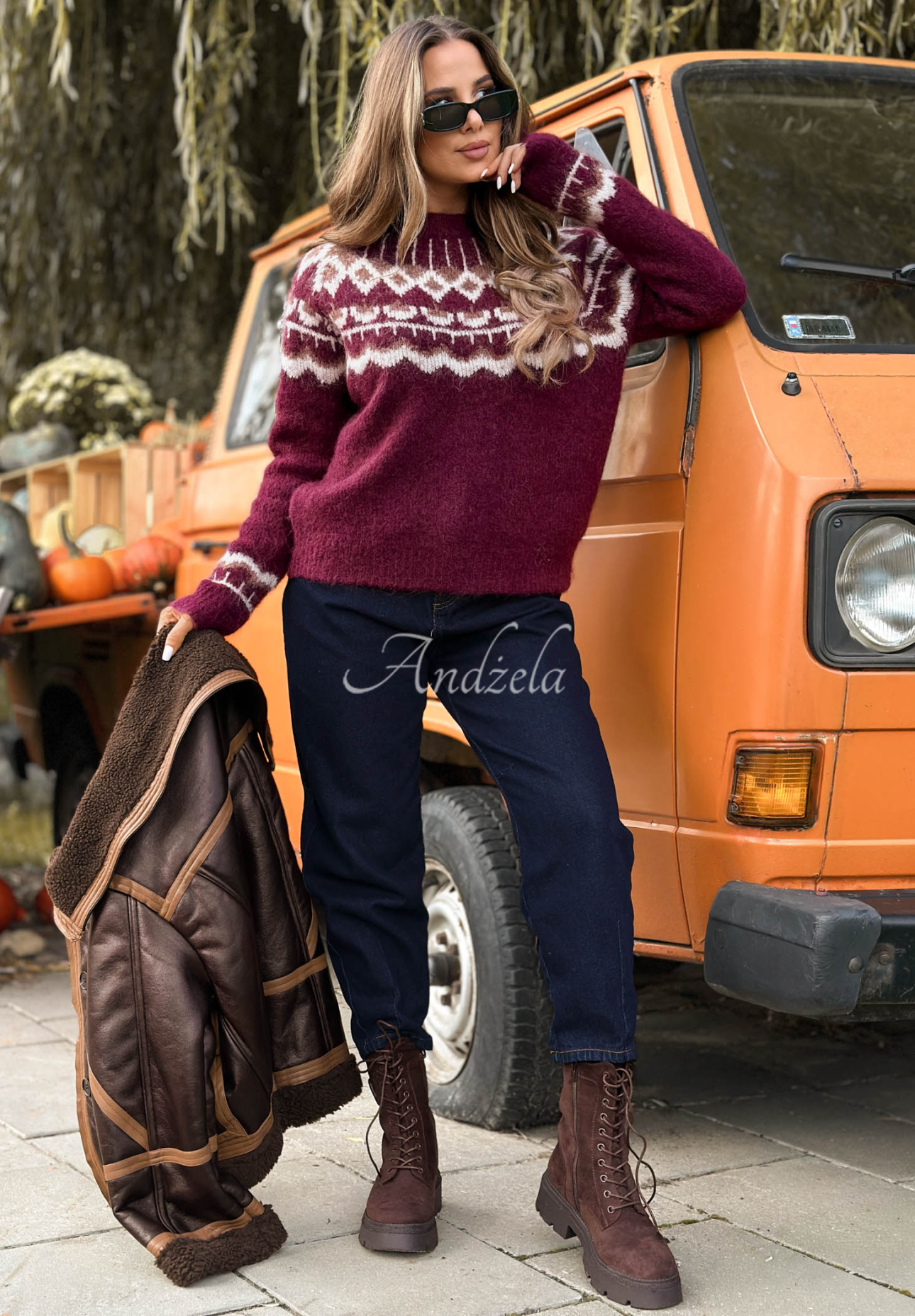 Half Sweet Blueberry Patterned Wool Sweater