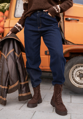 Gentle Rain Navy Blue Mom-Fit Jeans