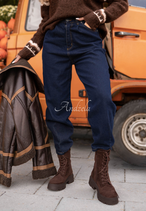 Spodnie jeansowe mom fit Gentle Rain granatowe